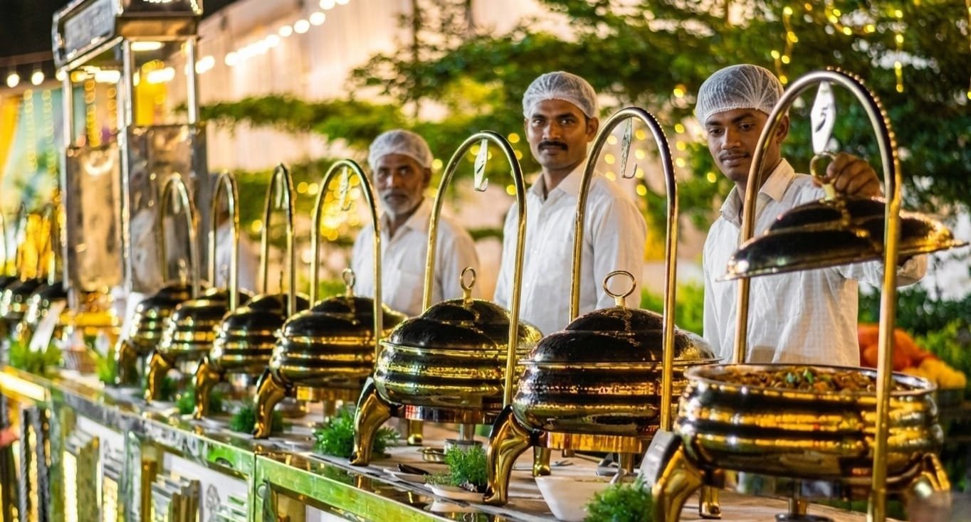 Luxury wedding catering setup